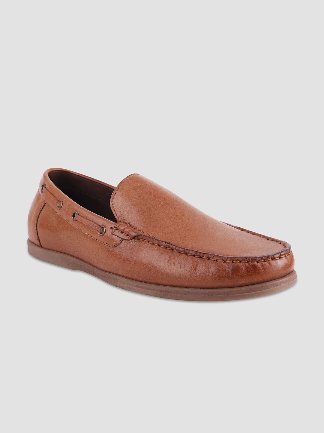 

EZOK Men Round Toe Leather Loafers, Tan