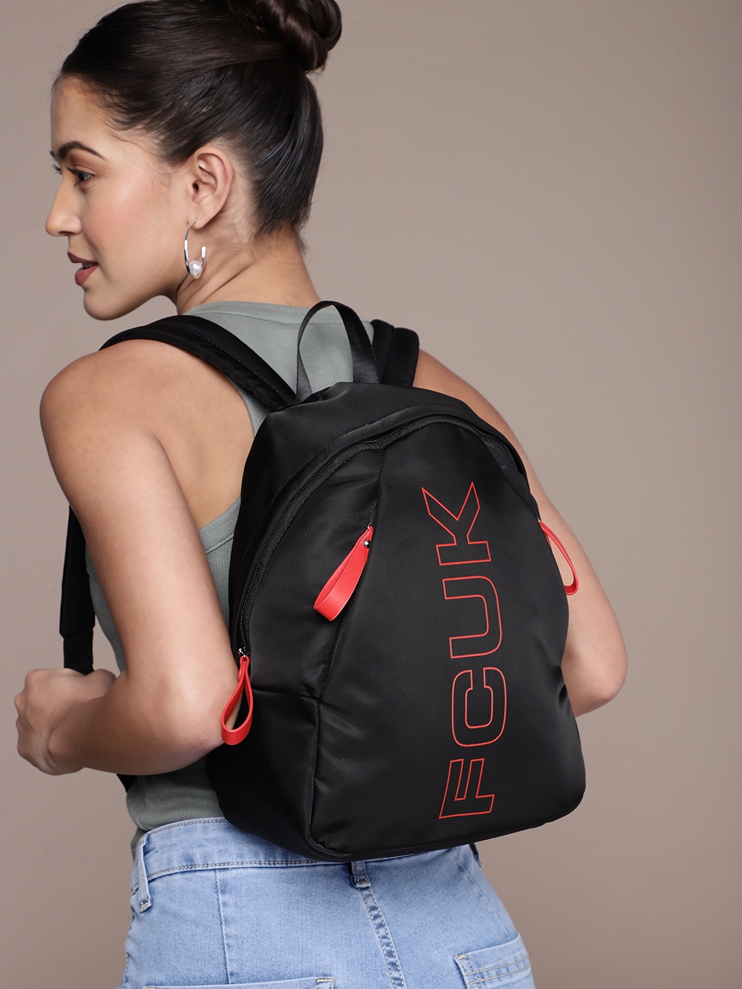 

French Connection Women Brand Logo Backpack, Black