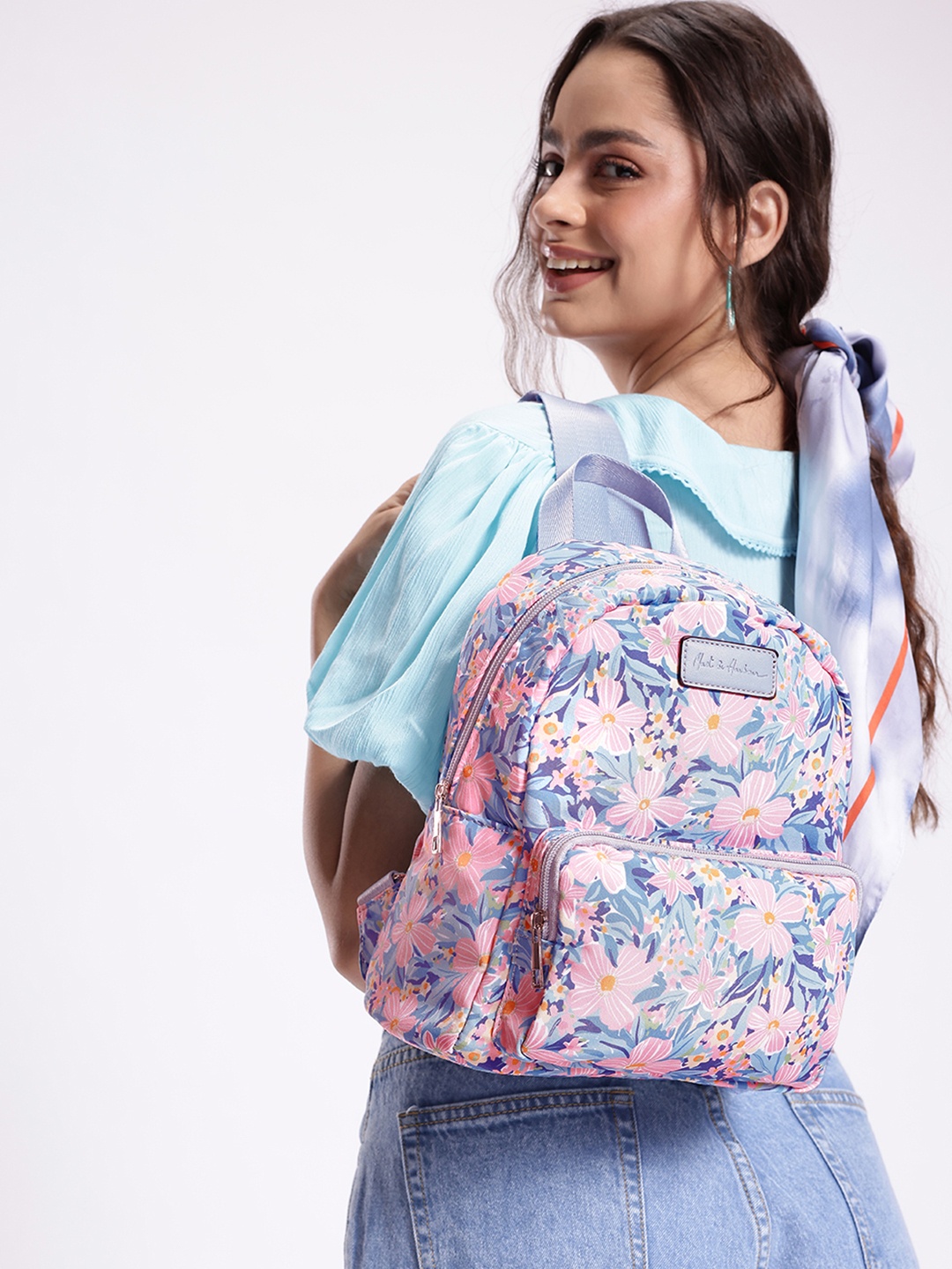 

Mast & Harbour Women Floral Printed Backpack, Pink