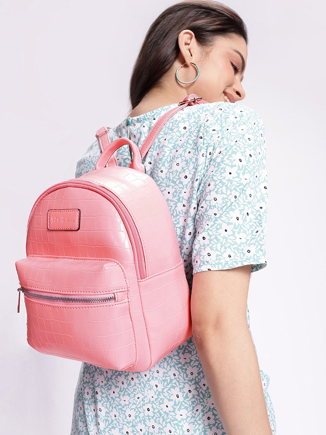 

Mast & Harbour Women Animal Textured Backpack, Pink