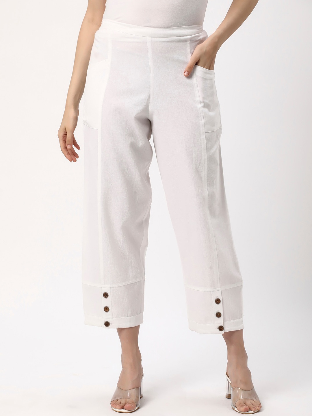 

R&B Women Mid-Rise Trousers, White