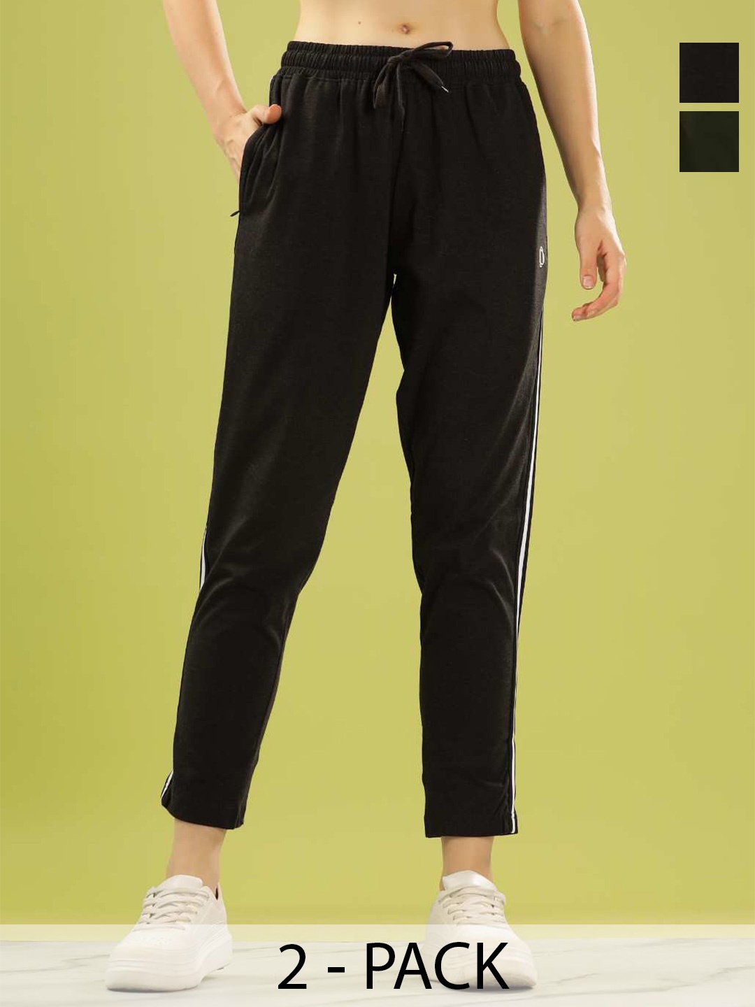

Dollar Missy Women Pack of 2 Mid Rise Track Pants, Black