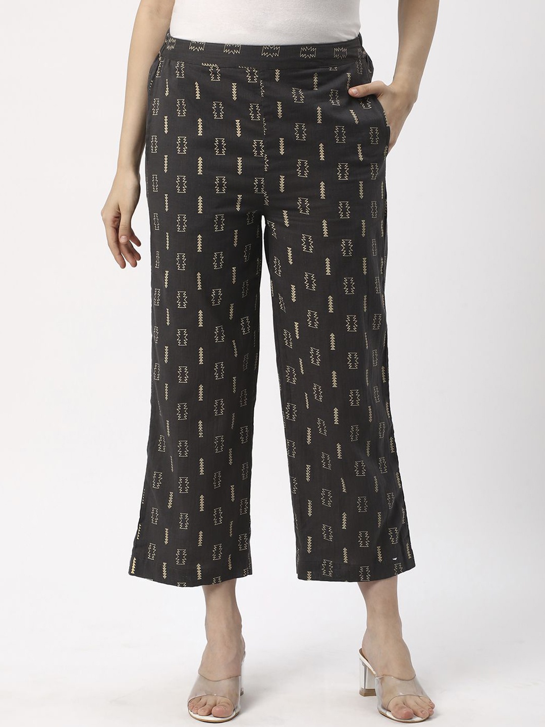 

R&B Women Printed Culottes Trousers, Grey
