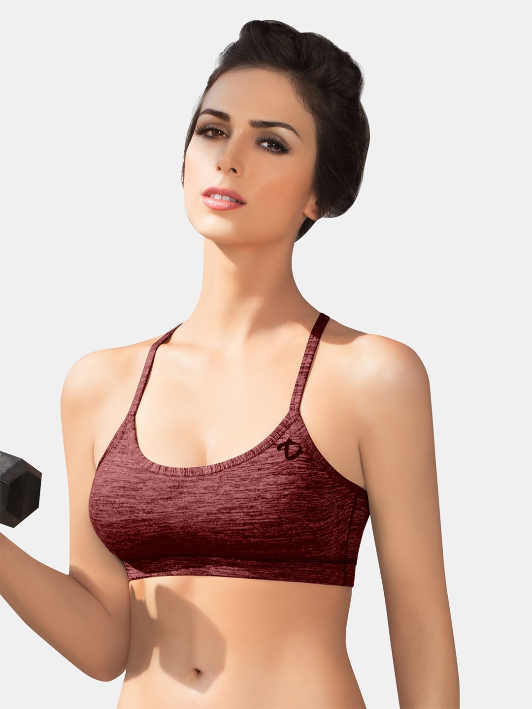 

Dazzle Self Design Medium Coverage Removable Padding Training or Gym Workout Sports Bra, Maroon