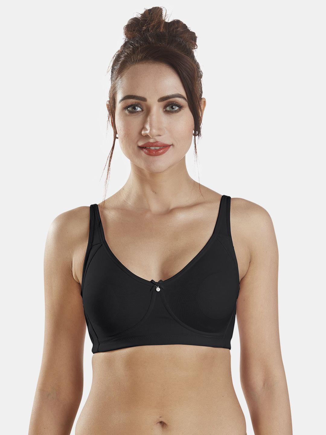 

Dazzle Full Coverage Seamless Non Padded T-shirt Bra With All Day Comfort, Black