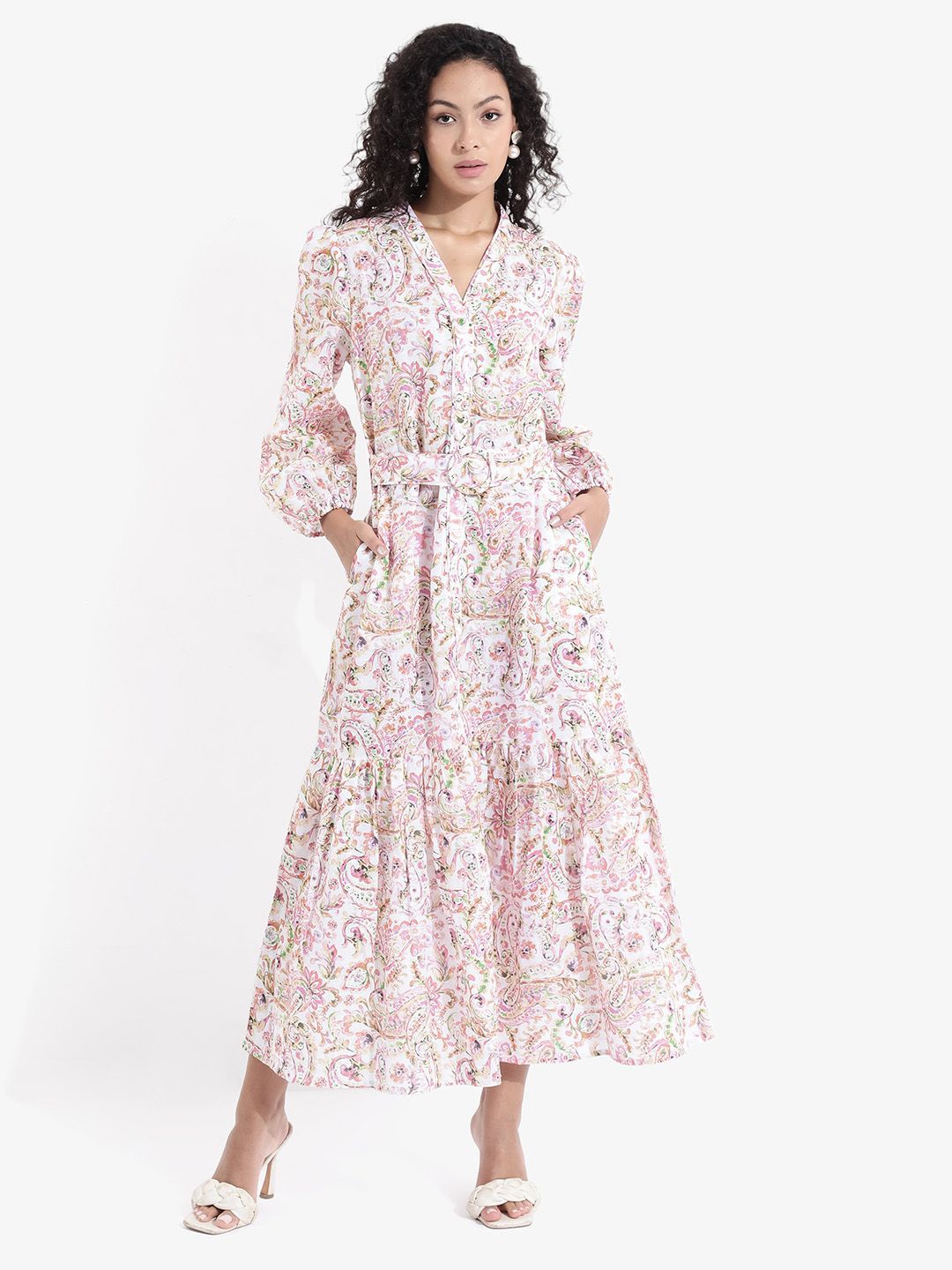 

RAREISM Women Floral Print Puff Sleeve Maxi Dress, Multi