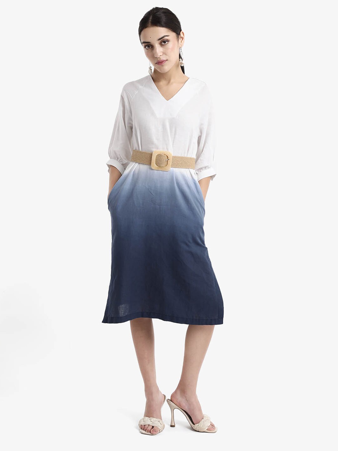 

RAREISM Tie and Dye Dyed A-Line Midi Dress, White