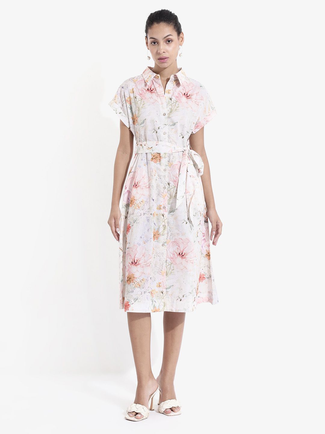 

RAREISM Floral Print Fit & Flare Midi Dress, Multi