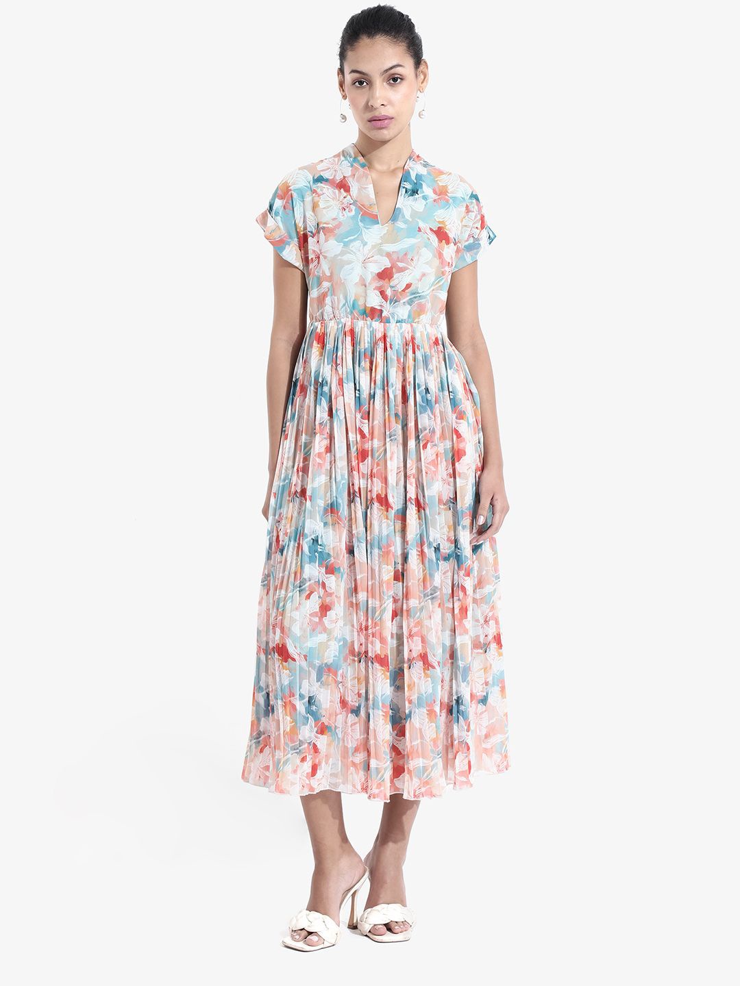 

RAREISM Floral Print Fit & Flare Midi Dress, Multi