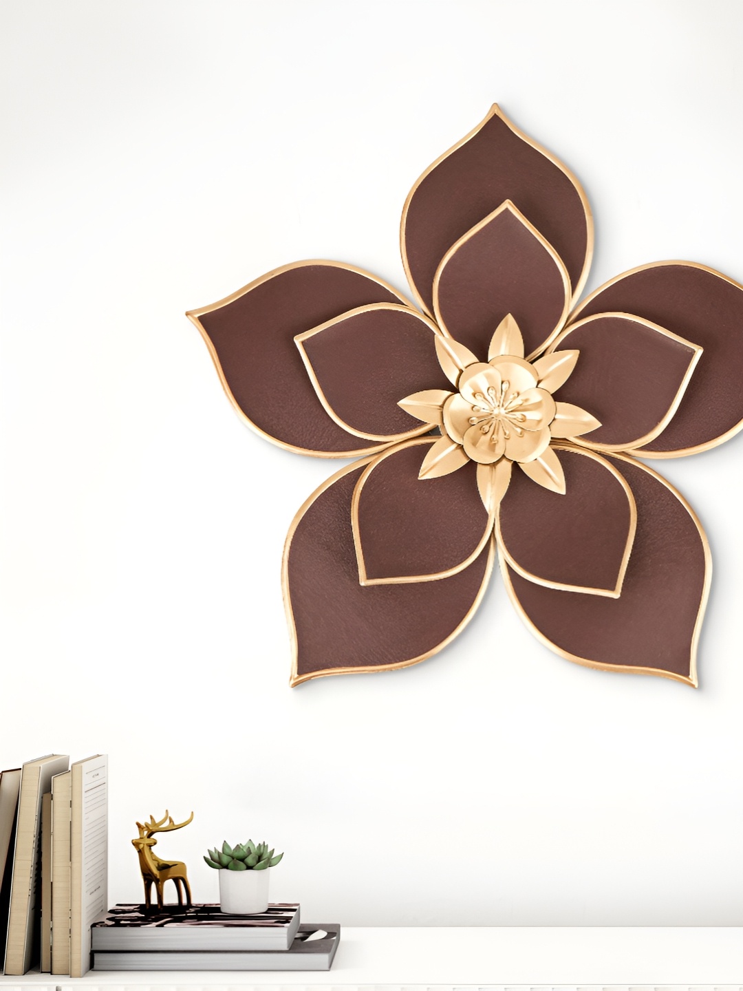 

Home Centre Panorama Ather Brown & Beige Iron Floral Wall Decor, Yellow