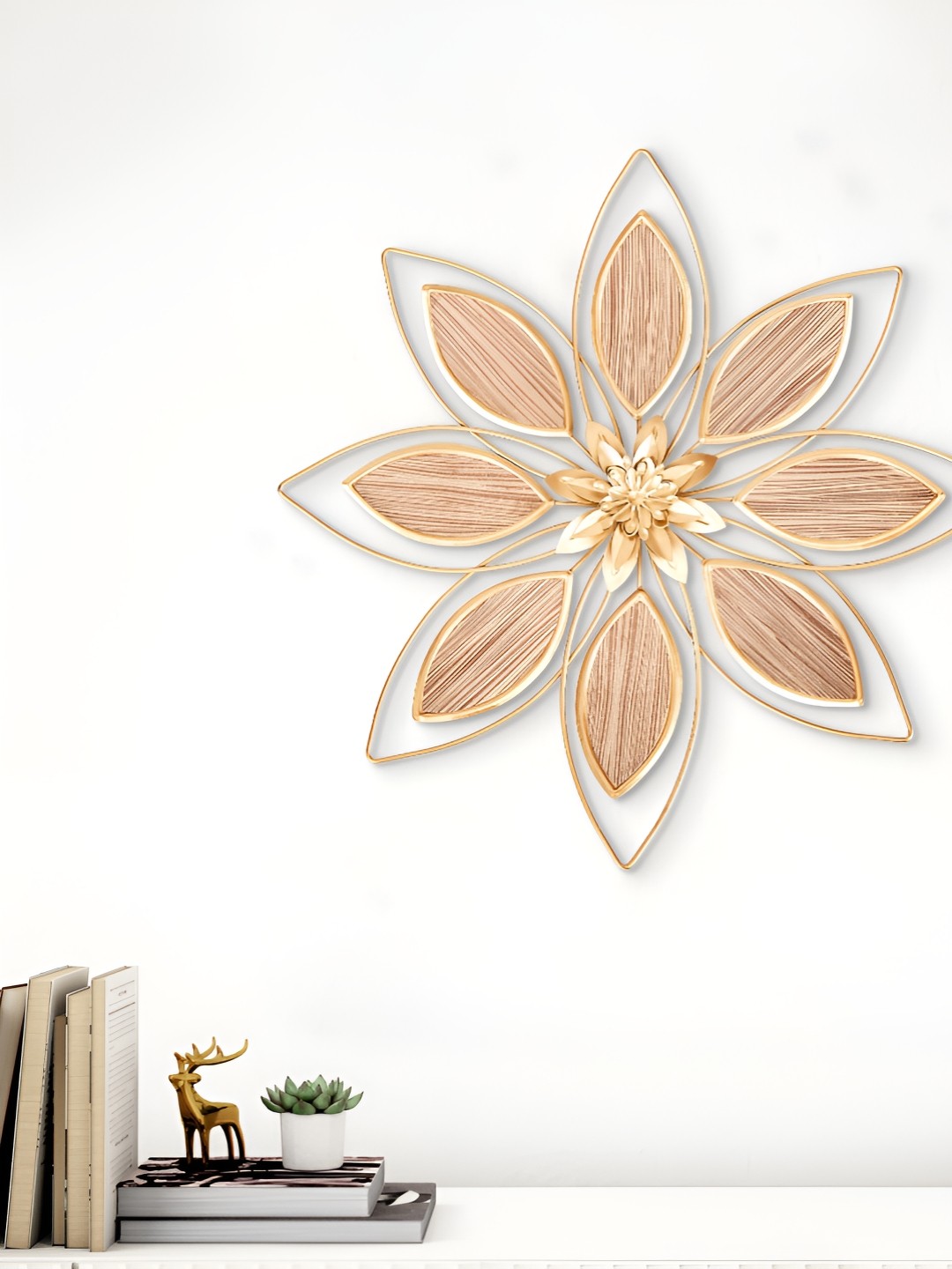 

Home Centre Panorama Ather Brown & Cream Metal Floral Wall Decor, Gold