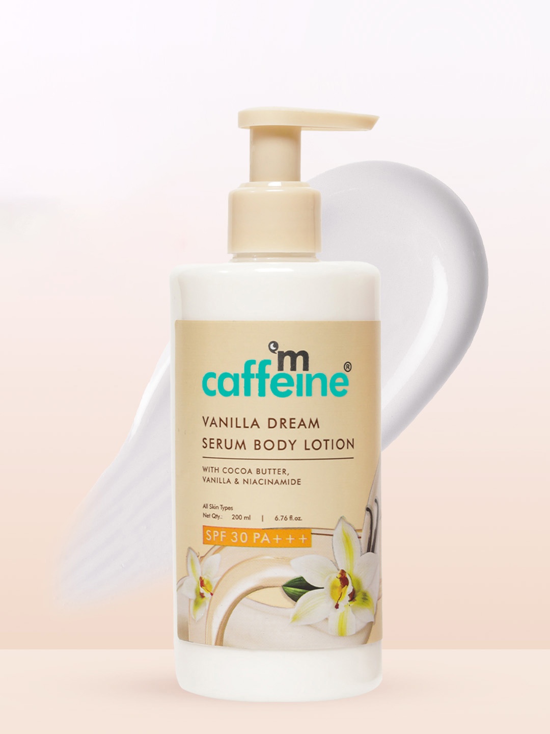 

MCaffeine Vanilla Dream Serum Body Lotion SPF 30 PA+++ For 72hr Deep Moisturization- 200ml, White