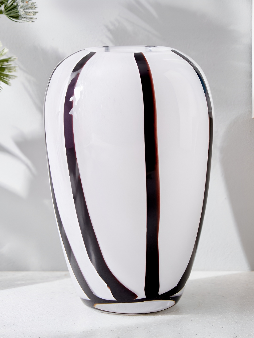 

Home Centre Blanco White & Brown Striped Glass Vases
