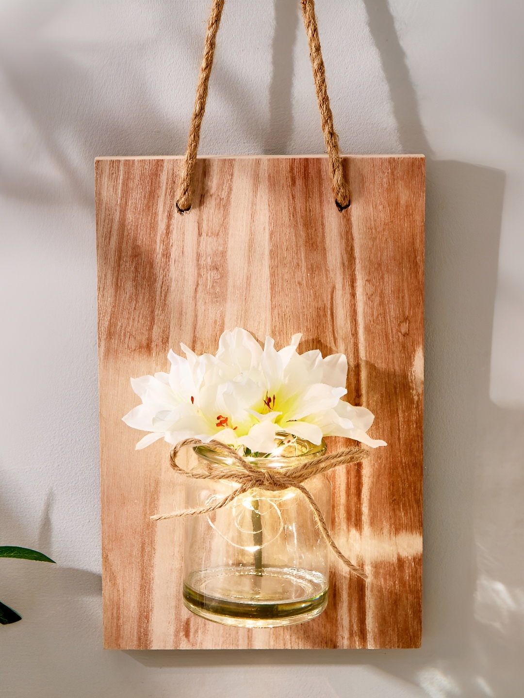 

Home Centre Serena White Artificial Flower in Hanging Pot and String Lights