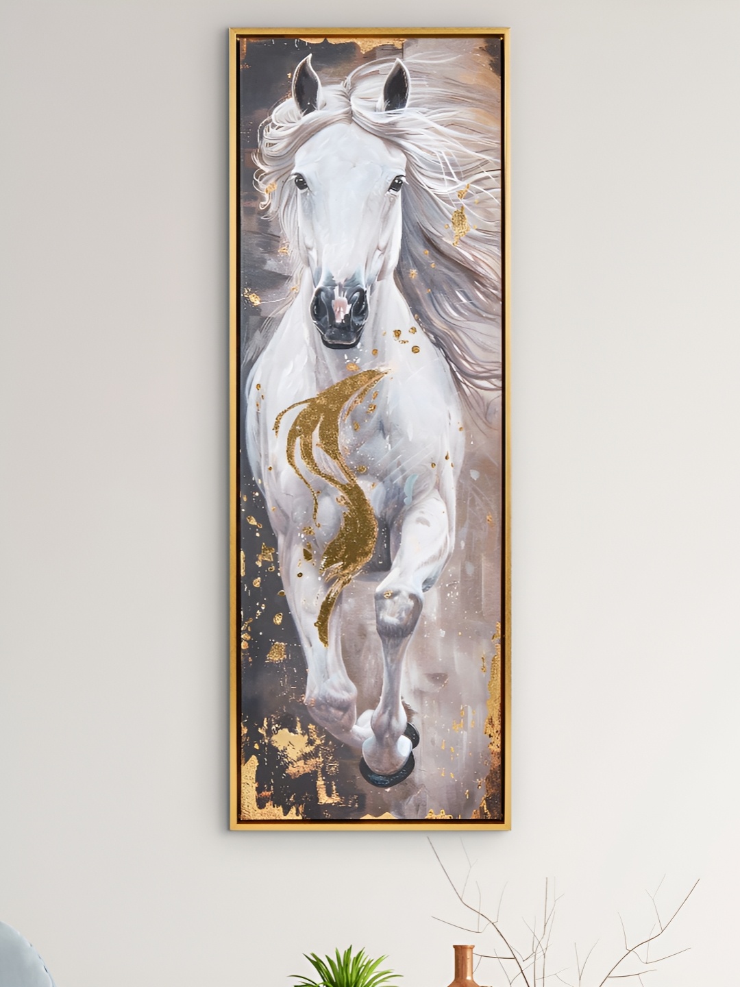 

Home Centre White & Grey Running Horse Canvas Wall Art