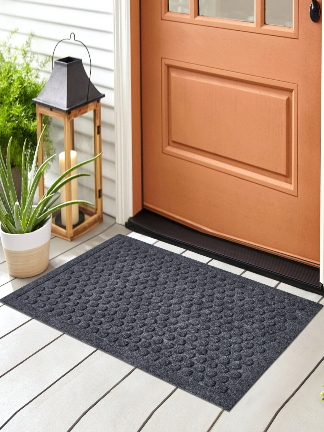 

Home Centre Black Embossed Outdoor Doormats, Grey