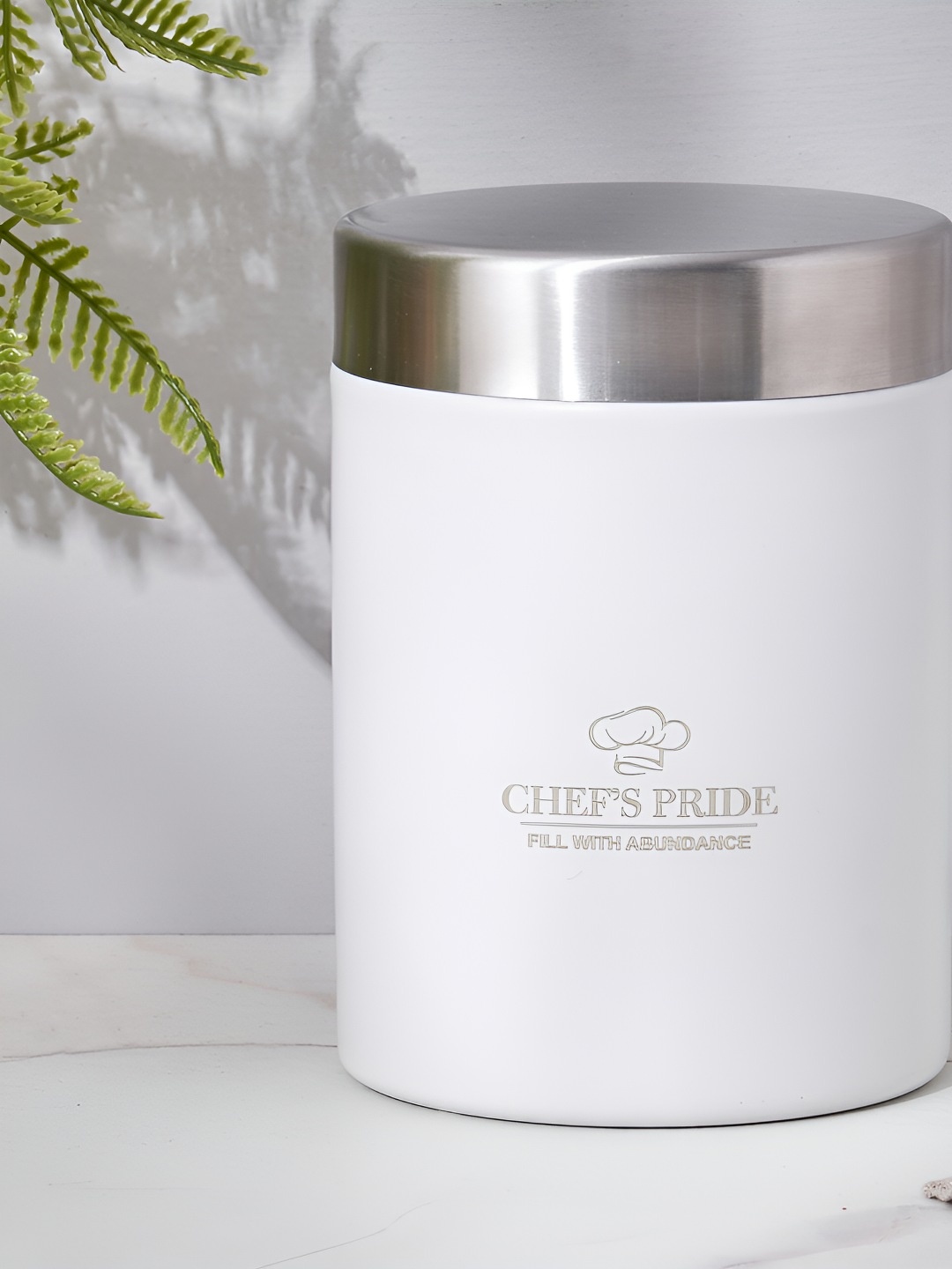 

Home Centre Chef's Pride White Metal Easy To Clean Canister 650 ml