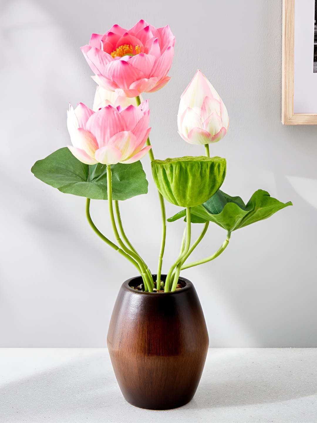 

Home Centre Pink Lotus Artificial Flower With Pot