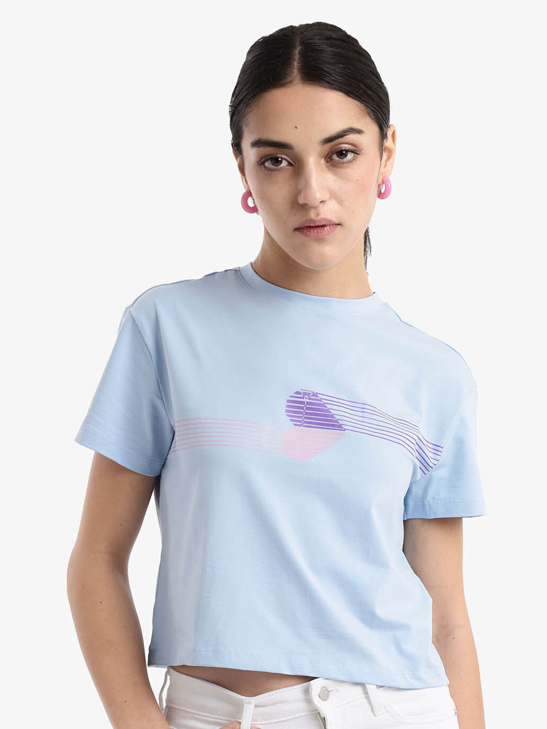

RAREISM Women Extended Sleeves Pockets T-shirt, Blue