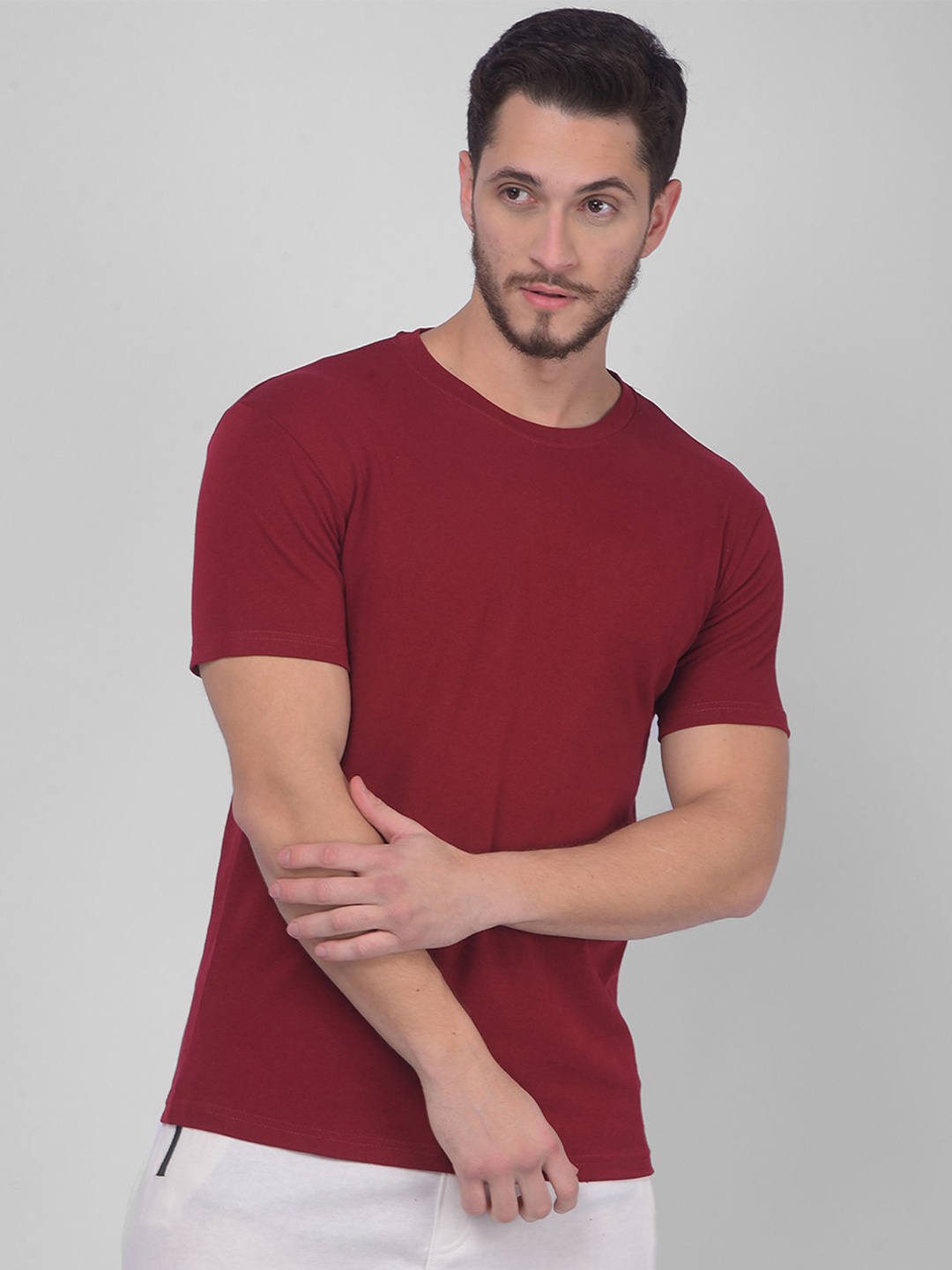 

Zeal Men Solid Pure Cotton Round Neck T-shirt, Maroon