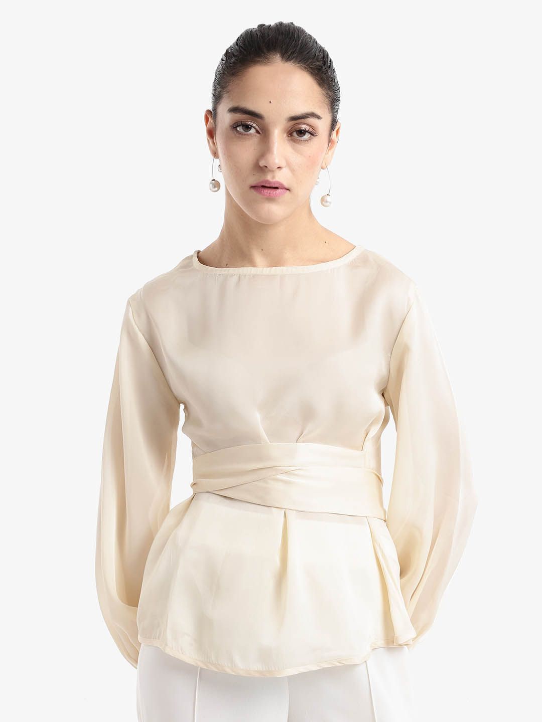 

RAREISM Cinched Waist Top, Beige