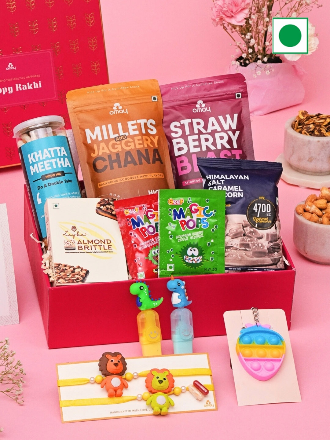 

Omay Foods Assorted Rakhi Gifts, Pink