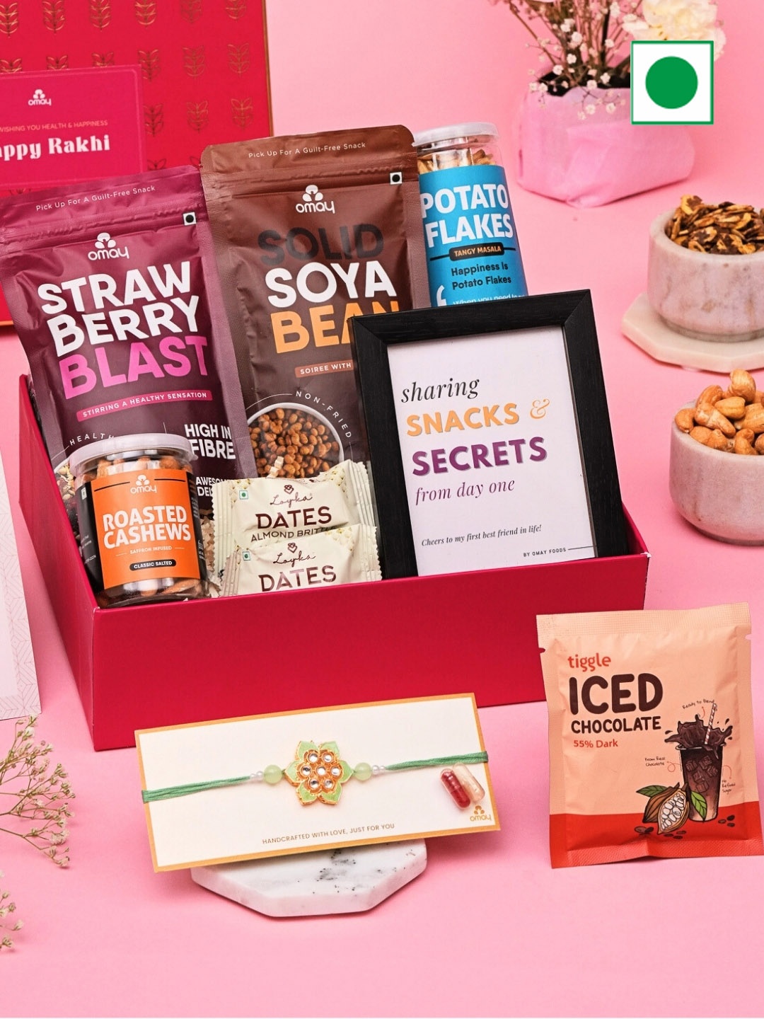 

Omay Foods Rakhi Bliss Gift Box, Pink