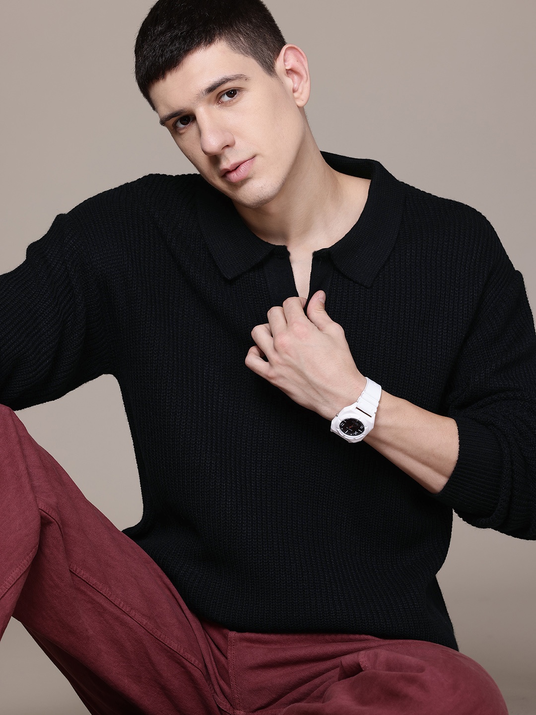 

The Roadster Lifestyle Co. Ribbed Pure Acrylic Pullover, Black
