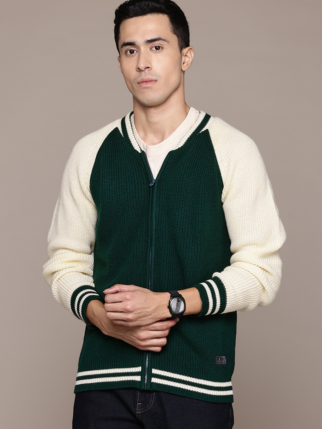 

The Roadster Lifestyle Co. Ribbed Acrylic Cardigan, Green