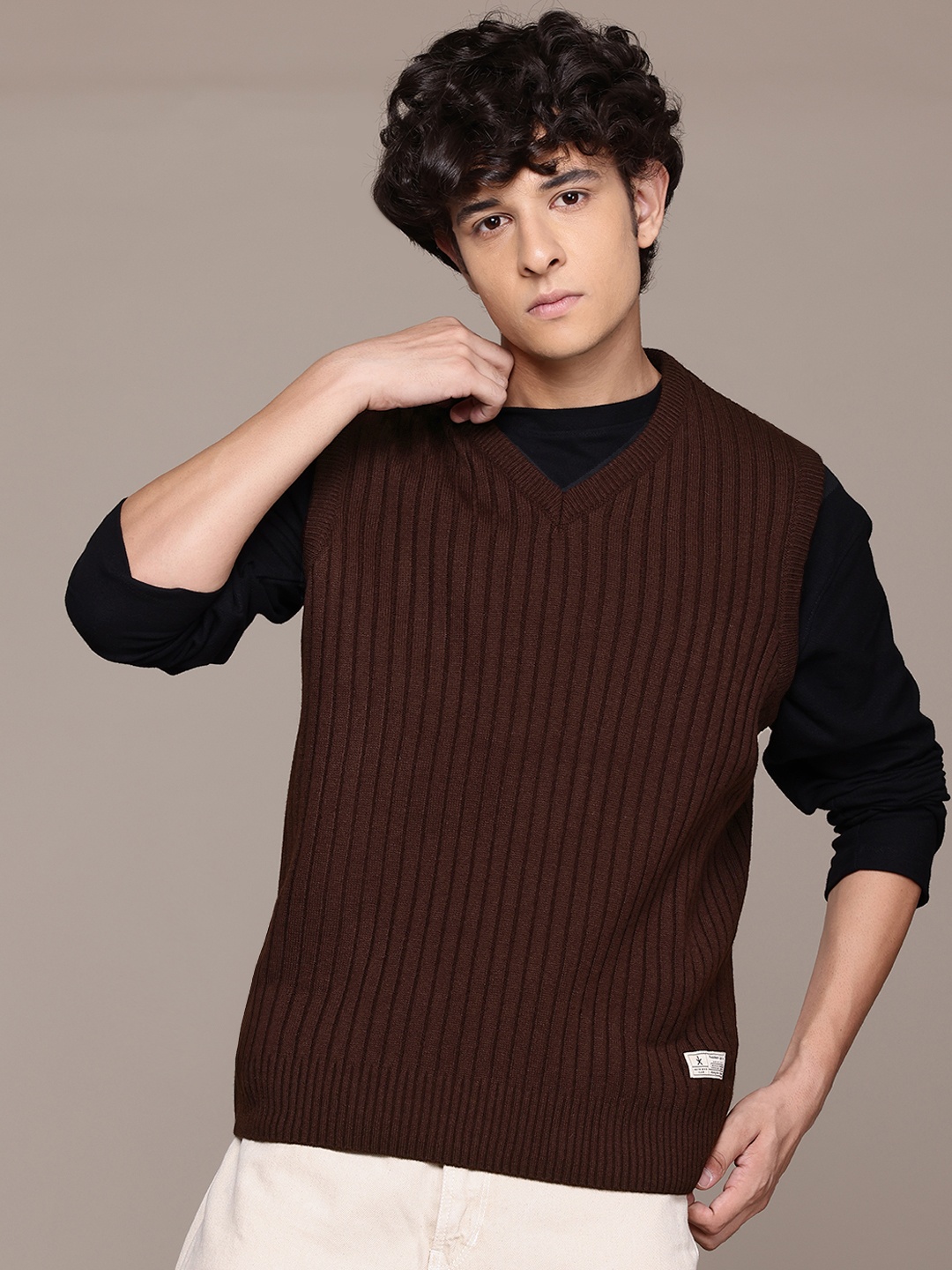 

The Roadster Lifestyle Co. Ribbed Sweater Vest, Brown