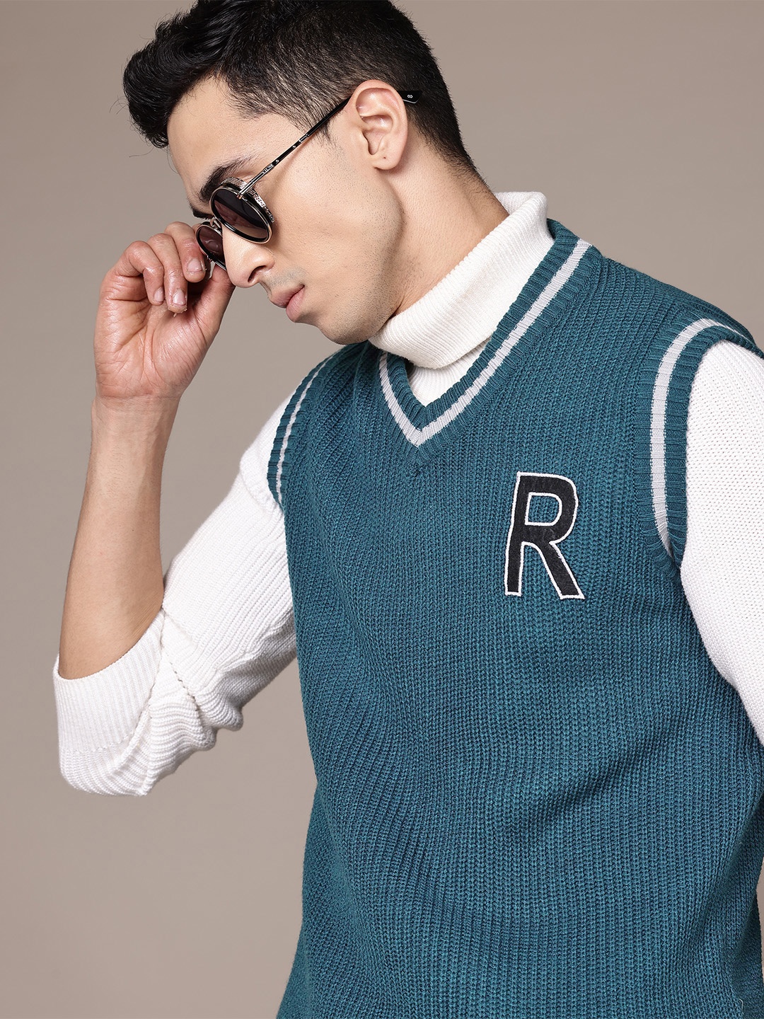 

The Roadster Lifestyle Co. Ribbed Longline Acrylic Sweater Vest, Teal