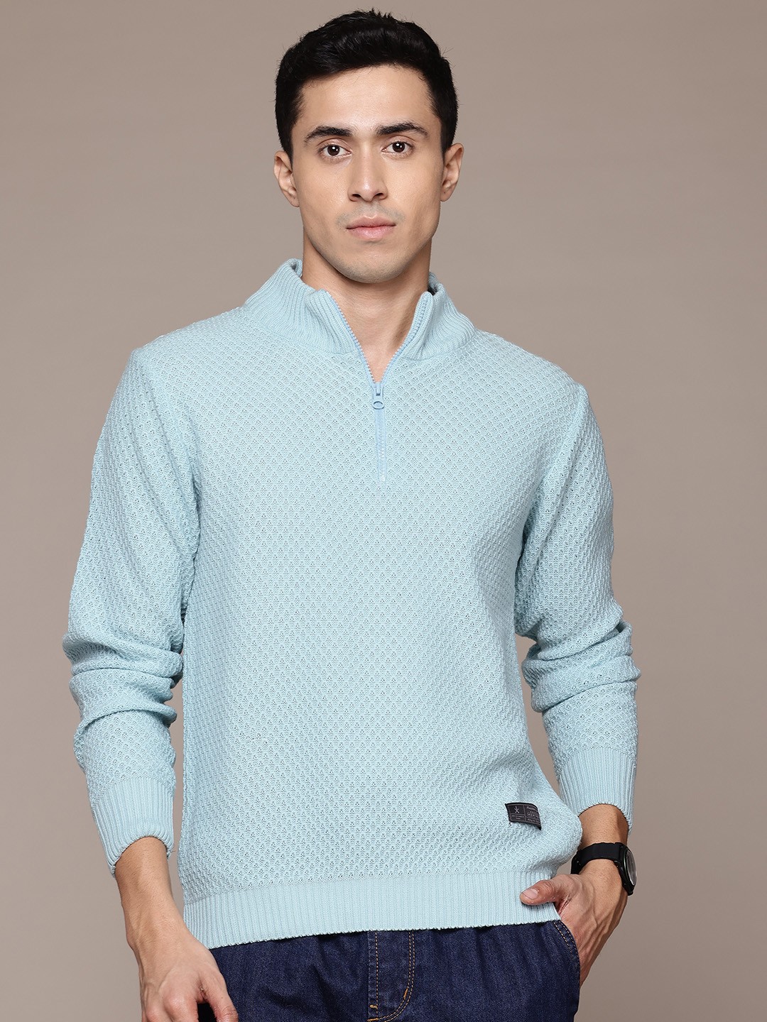 

The Roadster Lifestyle Co. Acrylic Self-Design Pullover, Blue