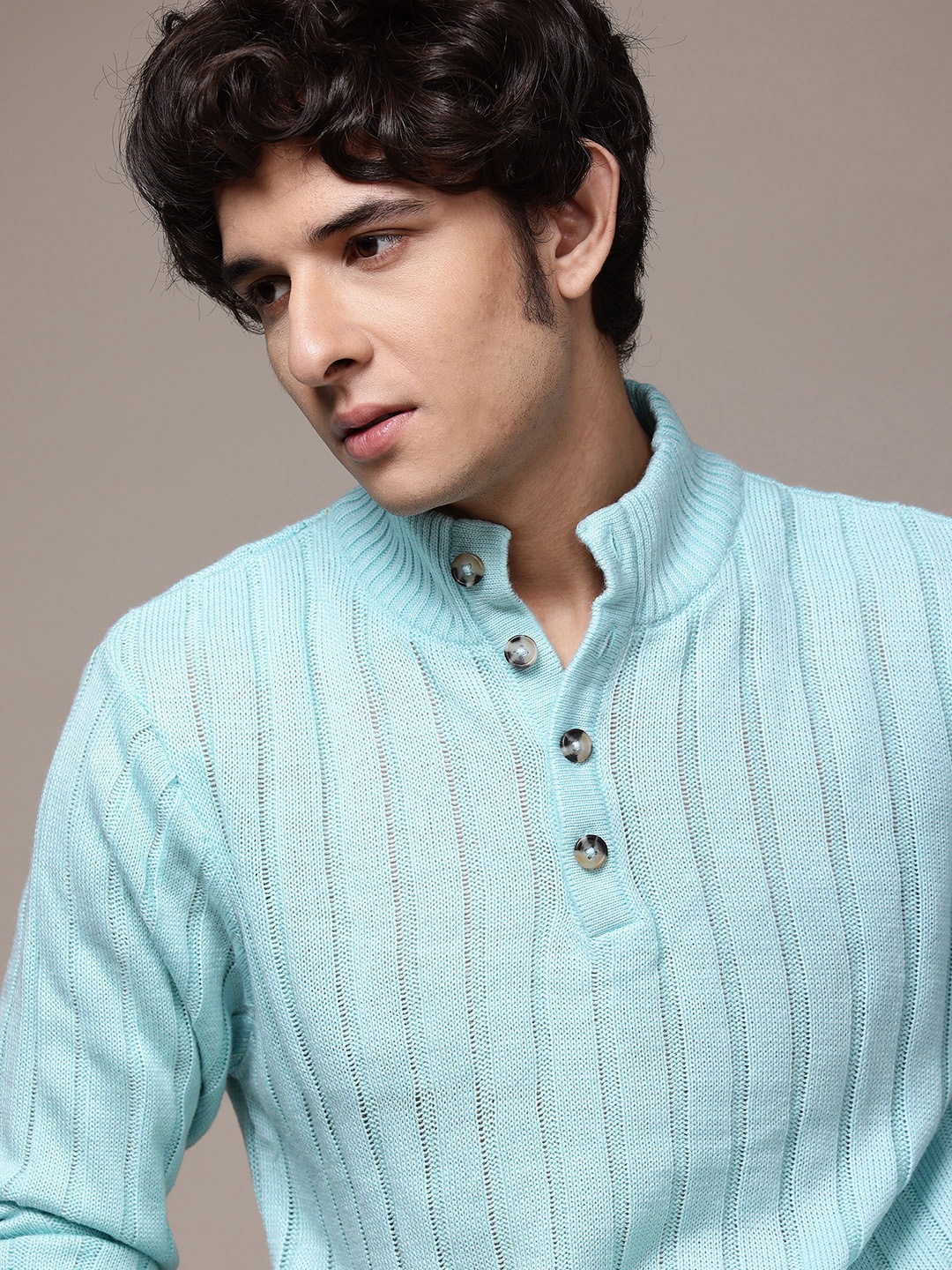 

The Roadster Lifestyle Co. Self-Striped Acrylic Pullover, Blue