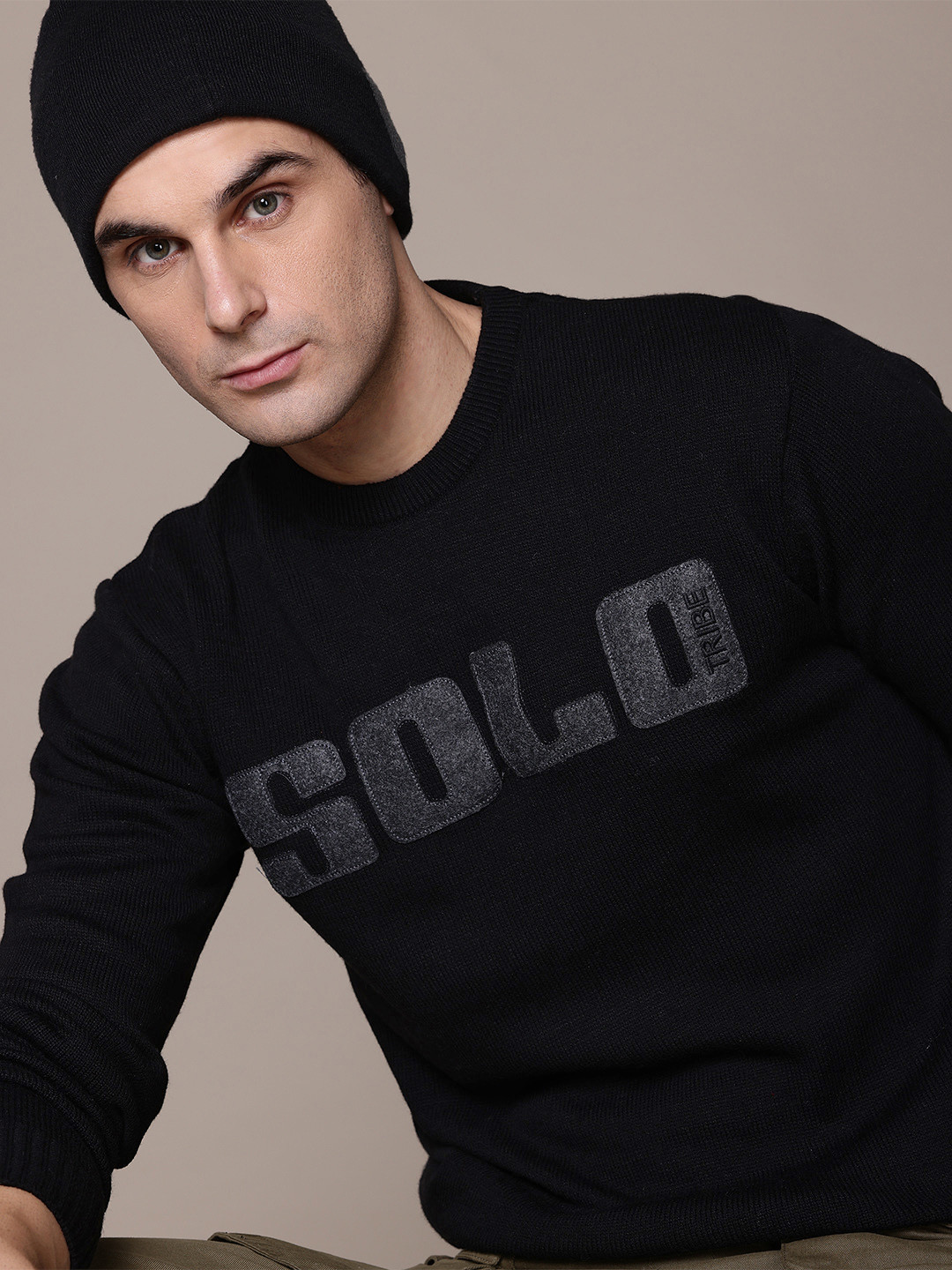 

The Roadster Lifestyle Co. Men Typography Printed Pullover, Black