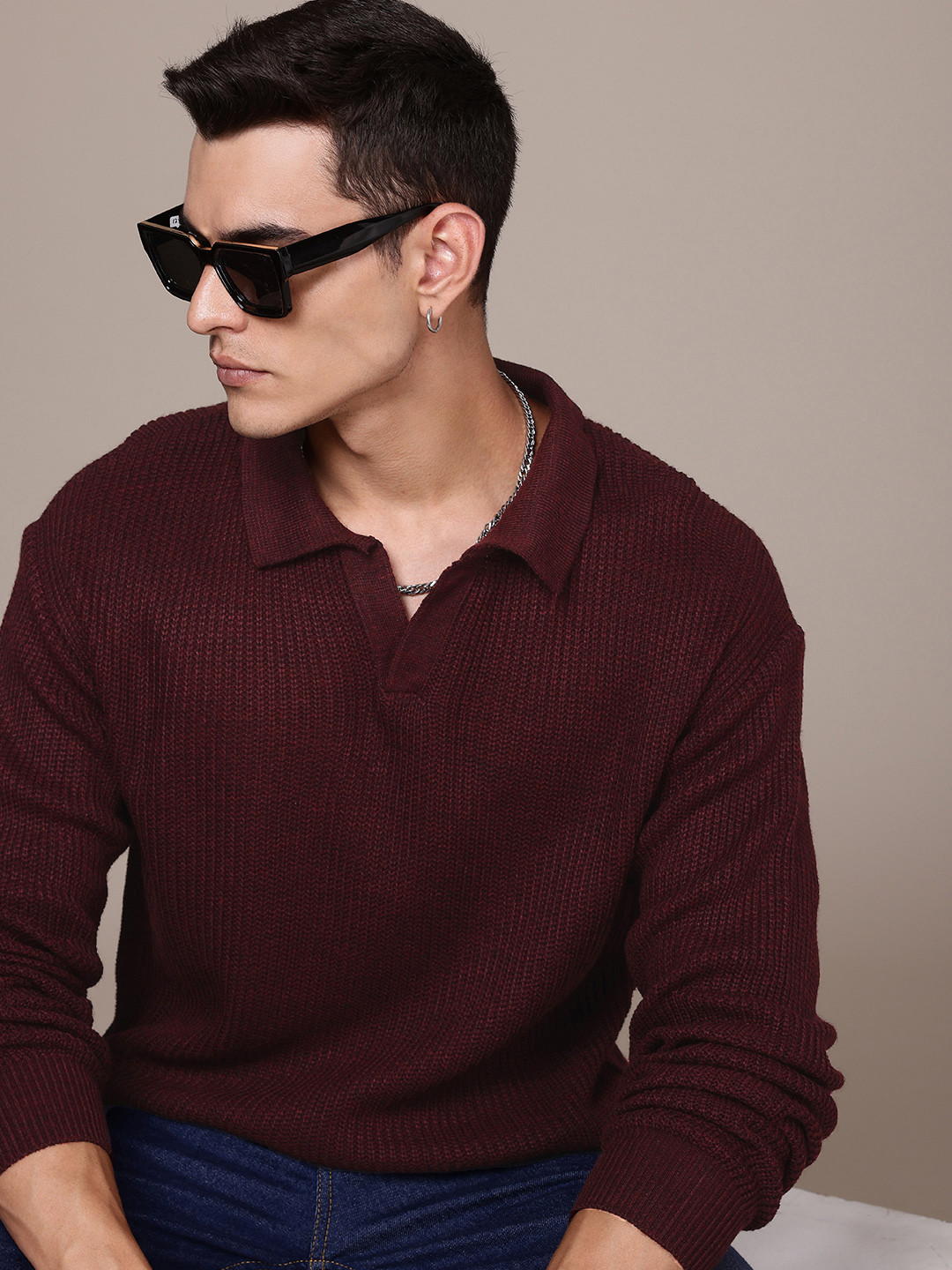 

The Roadster Life Co. Spread Collar Pullover Sweater, Maroon