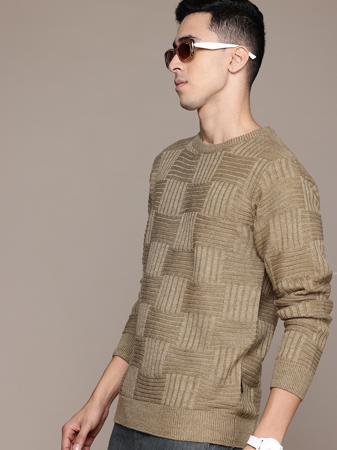

The Roadster Lifestyle Co. Self Design Acrylic Pullover, Brown