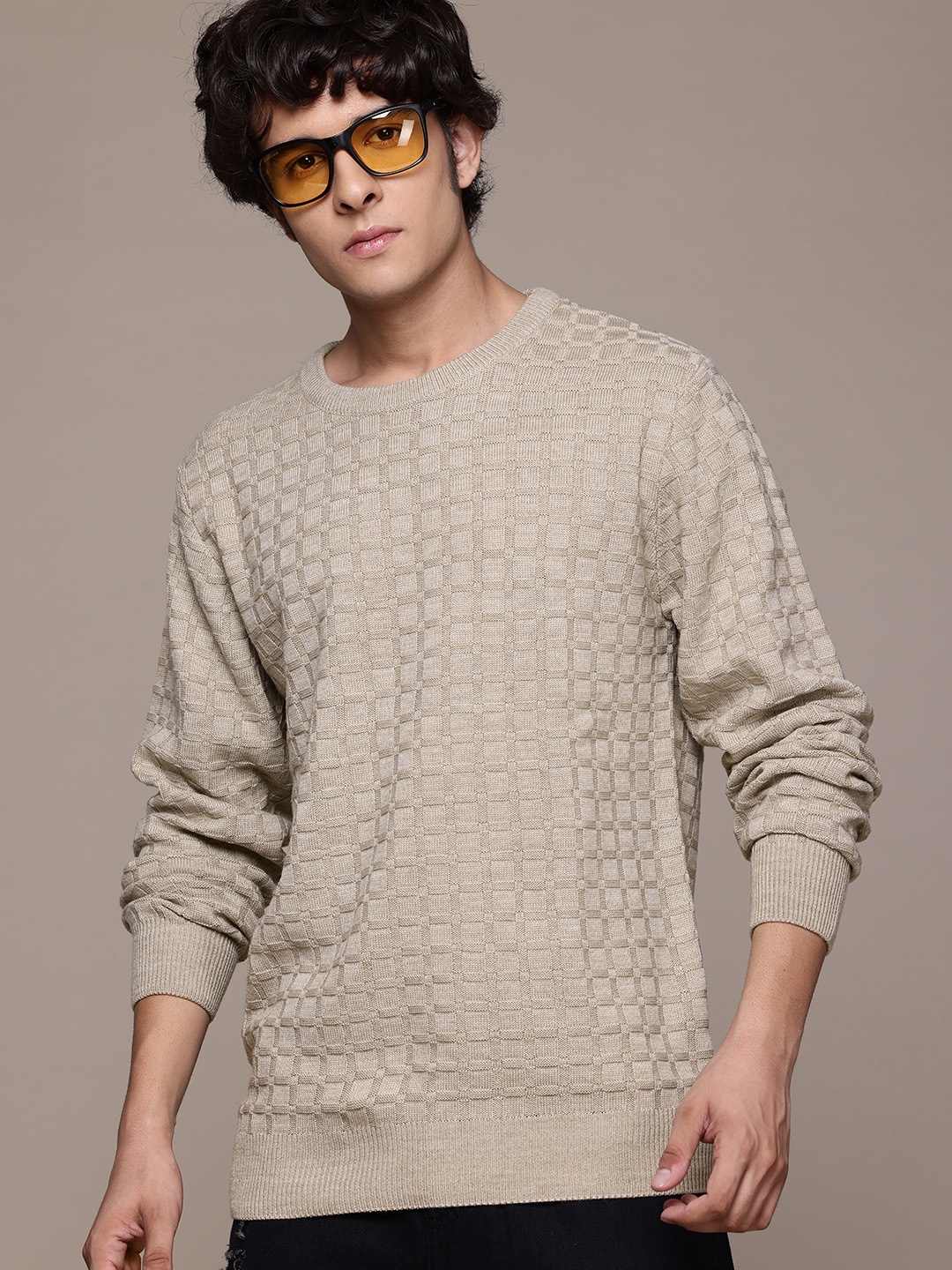 

The Roadster Lifestyle Co. Geometric Pullover, Beige