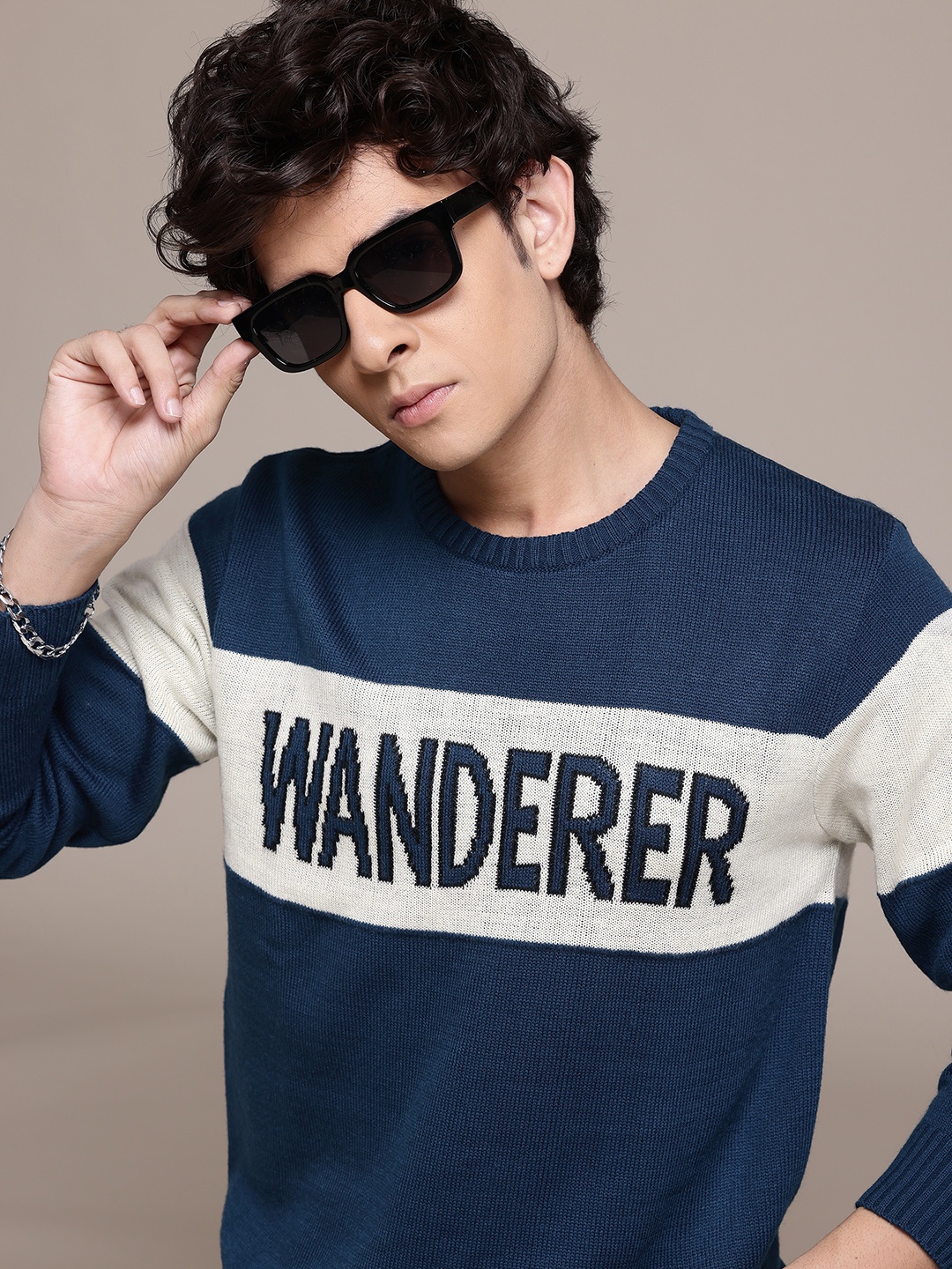 

The Roadster Lifestyle Co. Men Typography Acrylic Pullover, Navy blue