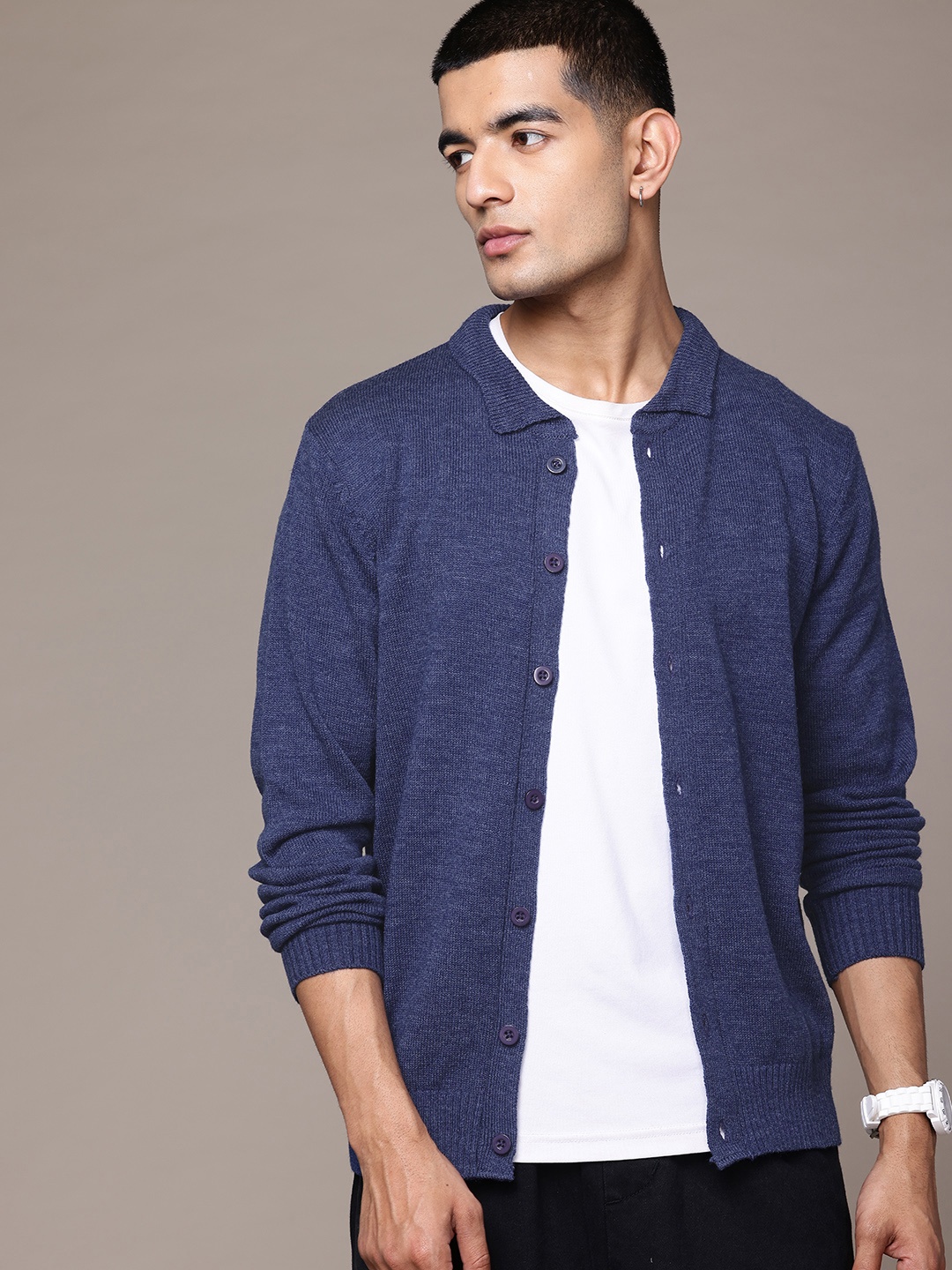 

The Roadster Lifestyle Co. Spread Collar Acrylic Cardigan, Blue