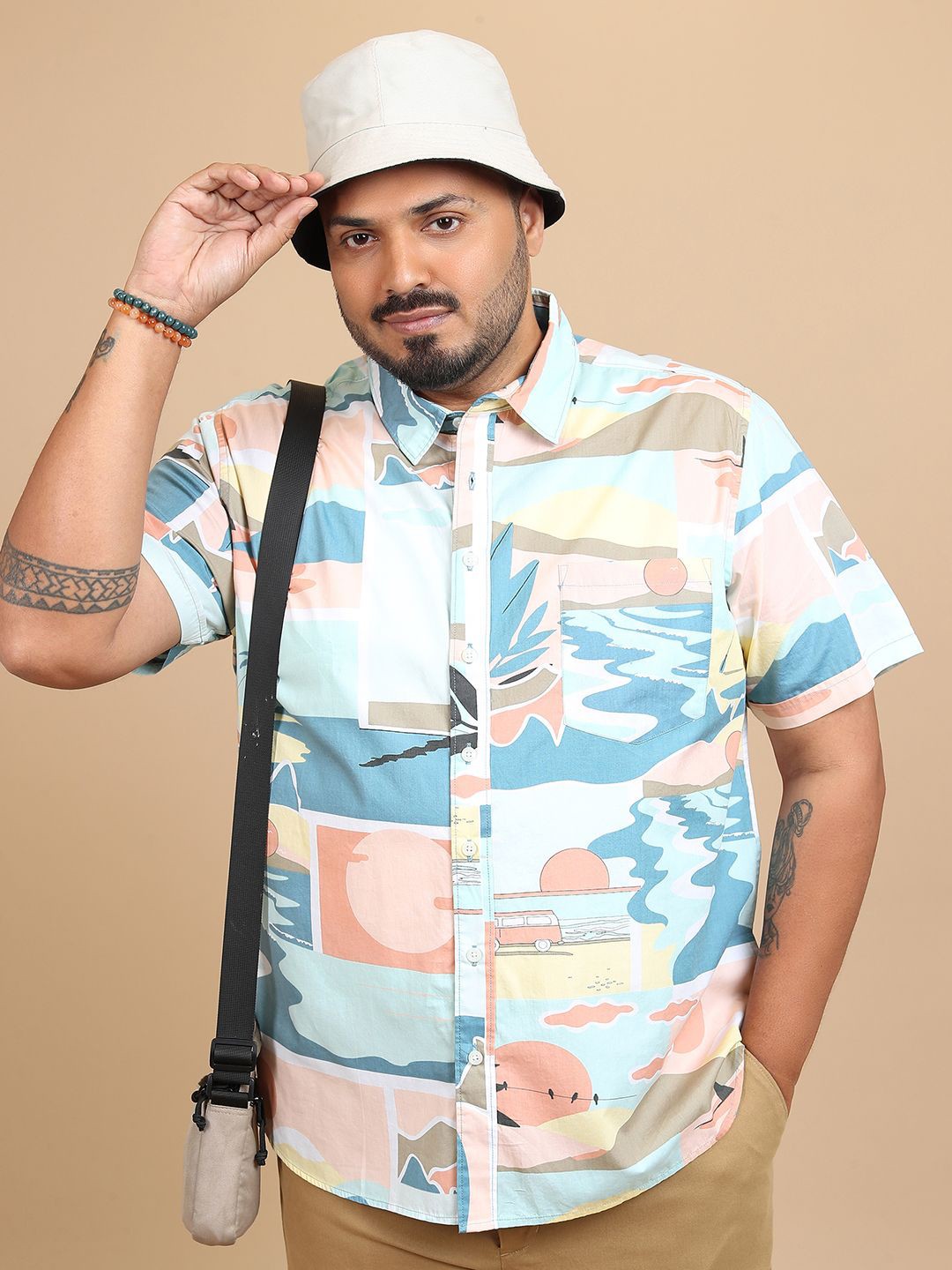 

HIGHLANDER Men Plus Size Regular Fit Casual Shirt, Blue