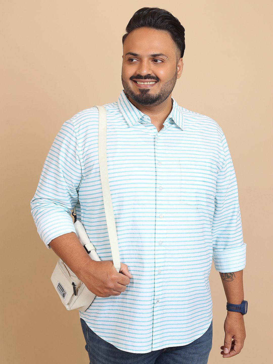 

HIGHLANDER Men Plus Size Regular Fit Casual Shirt, White