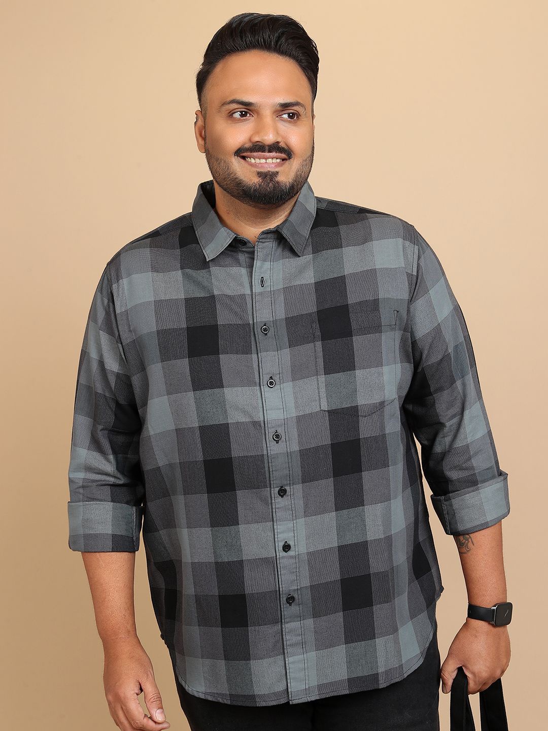 

Xtra Ordinary By HIGHLANDER Men Plus Size Regular Fit Casual Shirt, Grey
