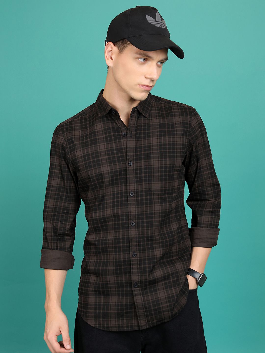 

HIGHLANDER Men Slim Fit Casual Shirt, Brown