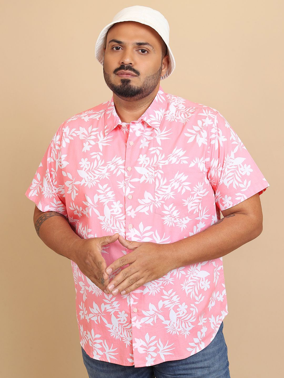 

HIGHLANDER Men Plus Size Regular Fit Casual Shirt, Pink