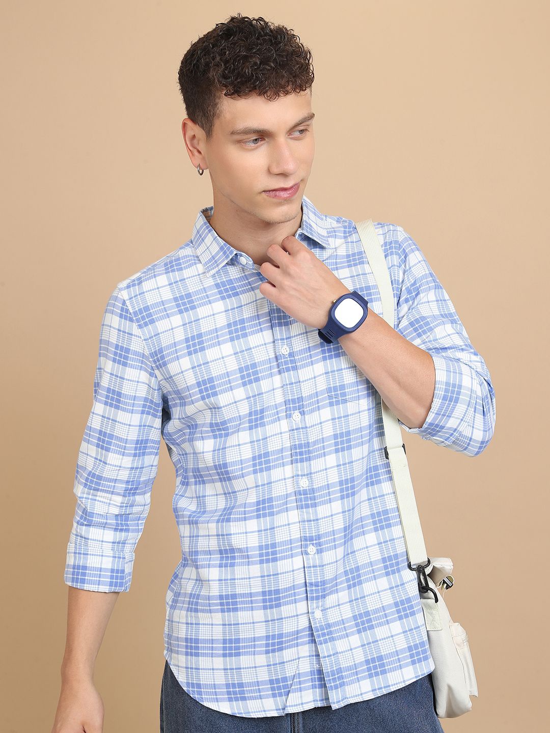 

KETCH Men Slim Fit Checked Shirt, White