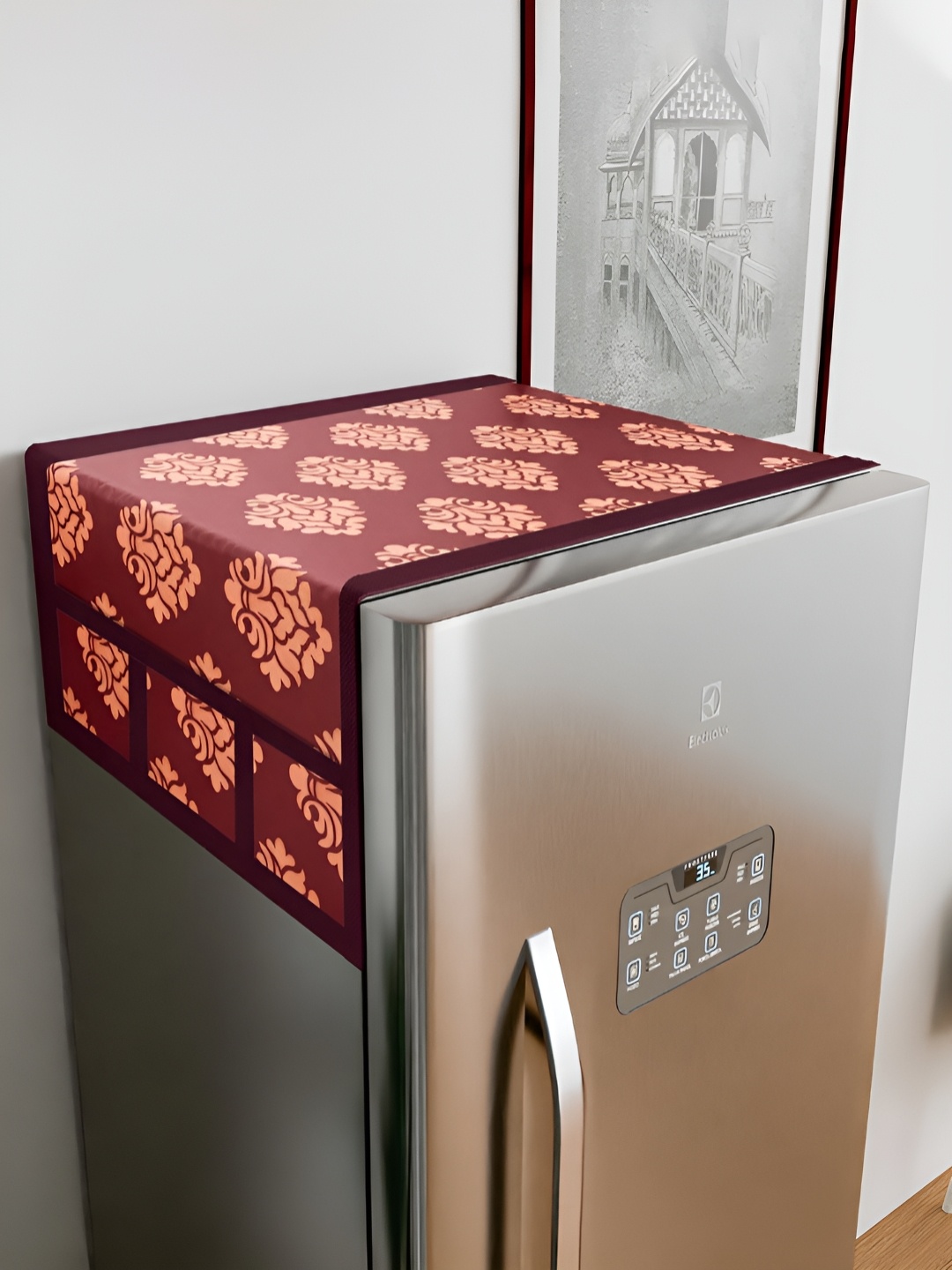 

Kuber Industries Maroon Printed Fridge Top cover