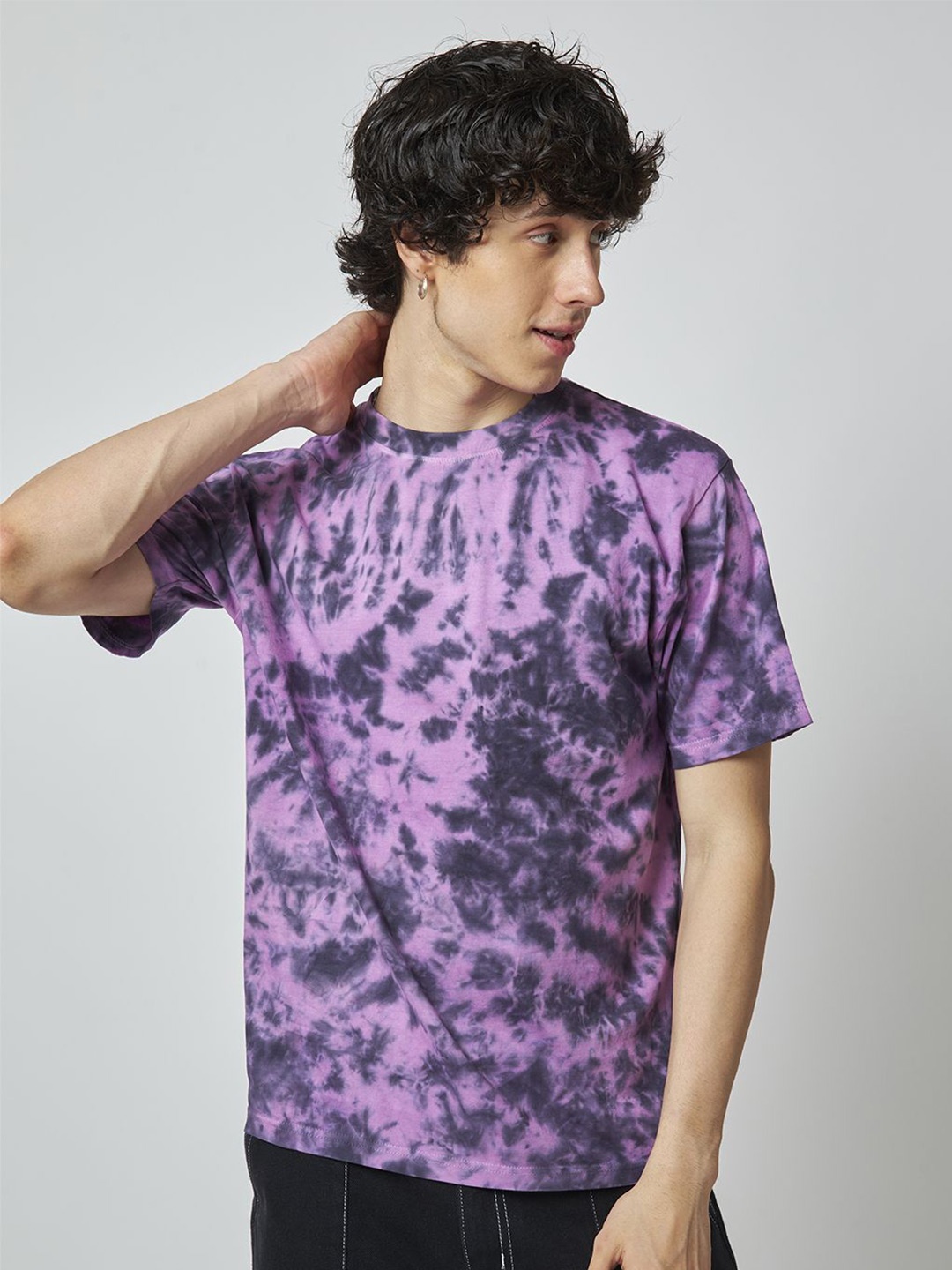 

MyDesignation Men Tie and Dye Round Neck T-shirt, Purple