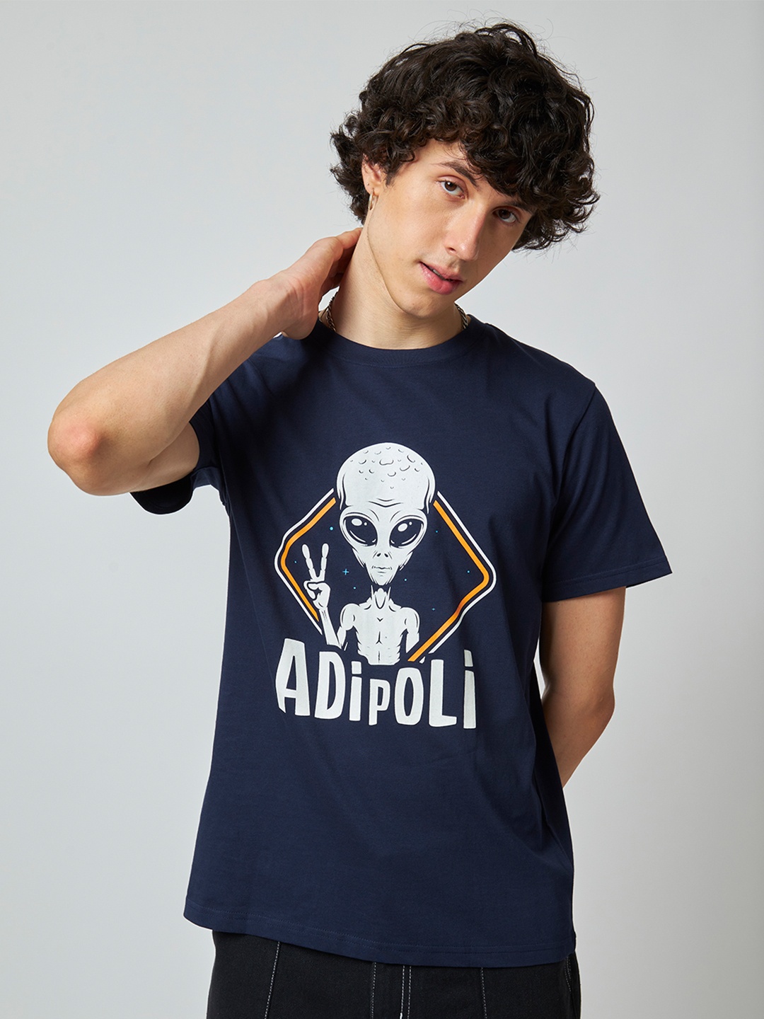 

MyDesignation Men Graphic Printed T-shirt, Navy blue