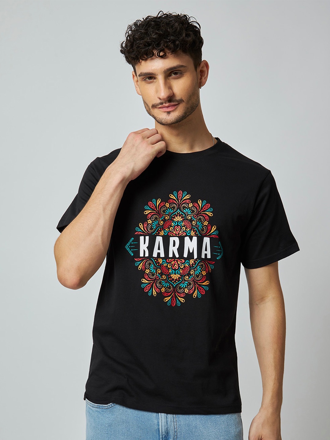 

MyDesignation Men Typography Printed Round Neck T-shirt, Black