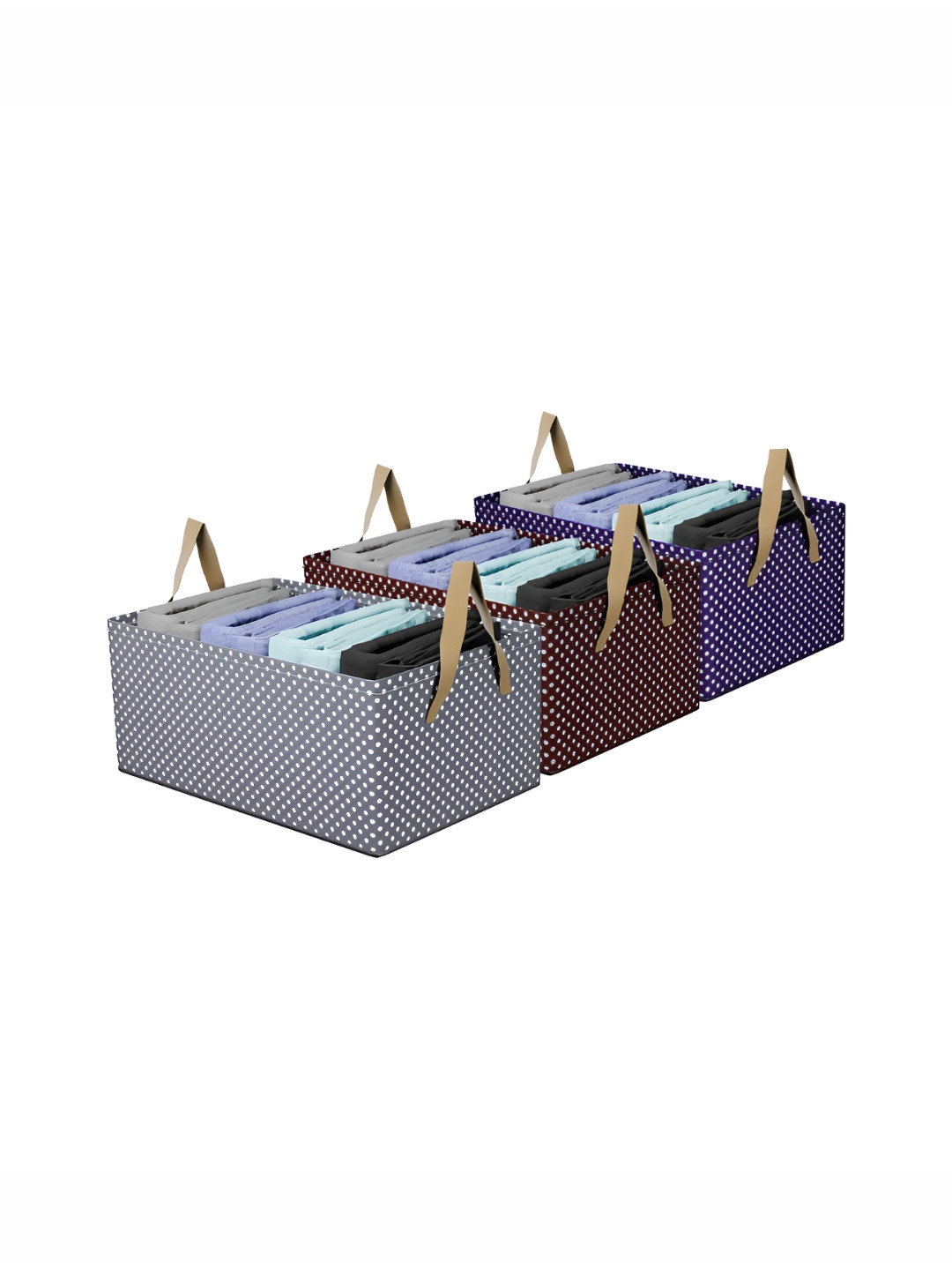 

Kuber Industries Blue & Grey 3 Pieces Printed Regular Waterproof Drawer Organisers